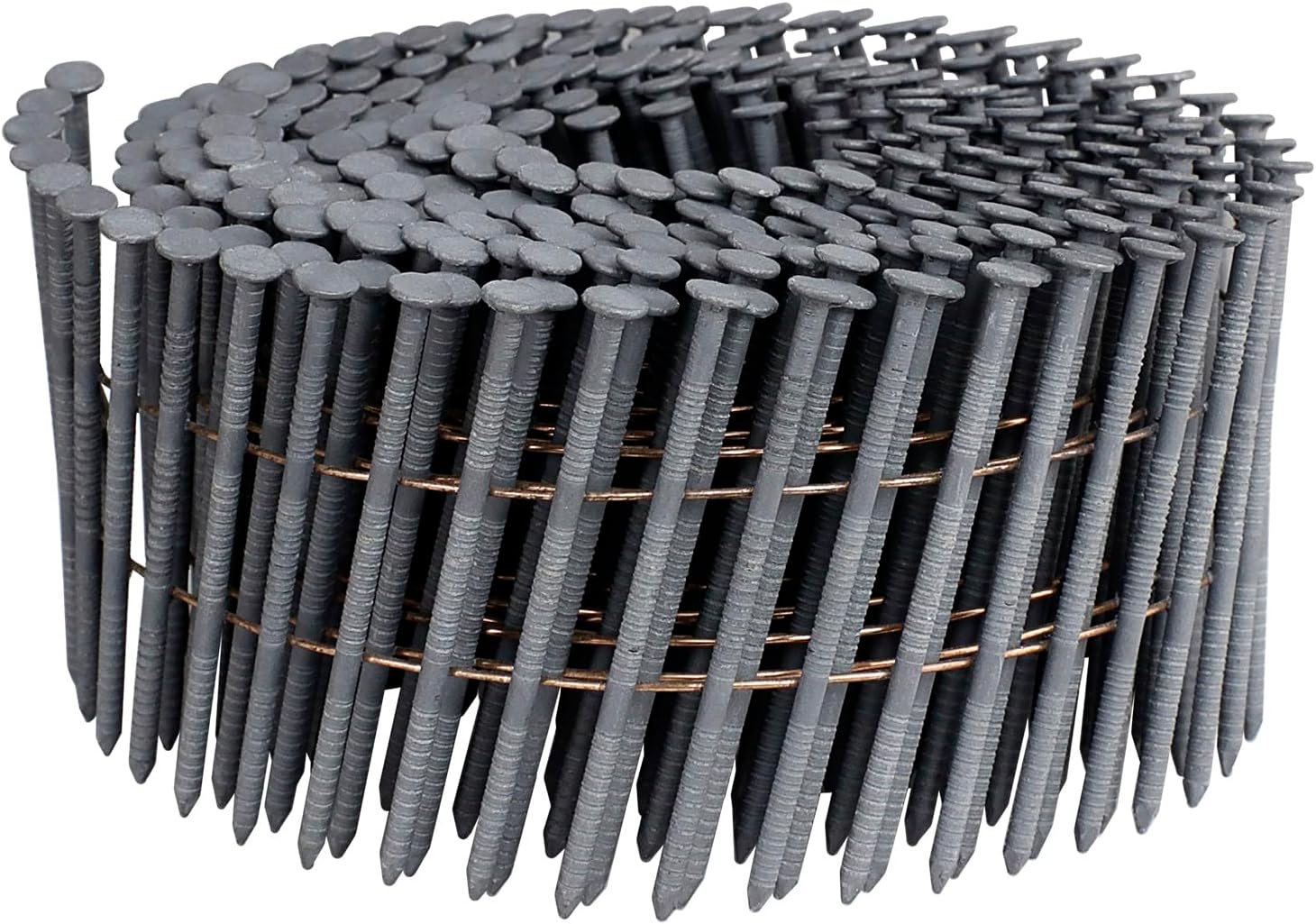 Freeman 15° 2-1/4" Wire Collated Exterior Galvanized Ring Shank Coil Siding Nails – 3,600 Count – For Siding, Cedar Shingles, Sheathing & Fencing