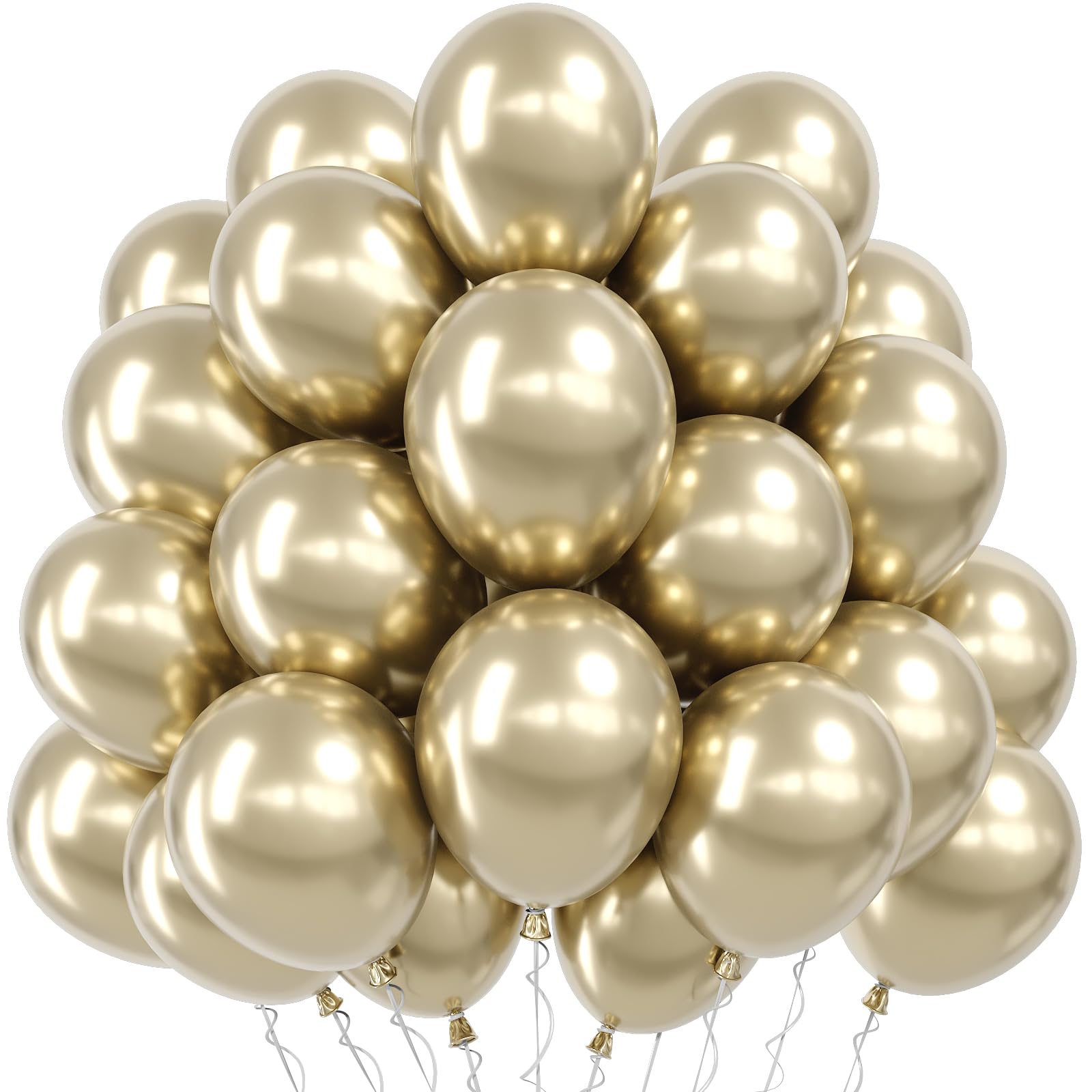 Jobkoo Metallic Gold Balloons, 12 Inch Chrome Light Gold Latex Balloon