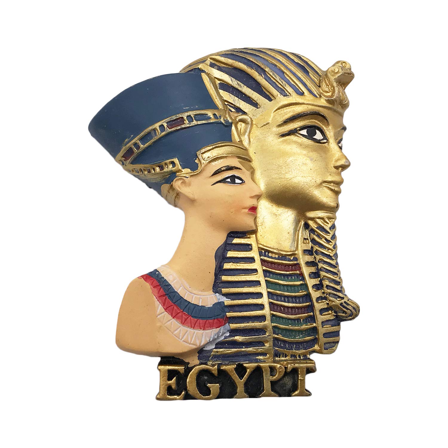 Wedarego Egypt Pharaoh & Queen Egypt 3D Pharaoh & Queen Refrigerator Magnet Tourist Travel Souvenirs Handmade Resin Craft Magnetic Stickers Home Kitchen Decoration Egypt Fridge Magnet Collection Gift