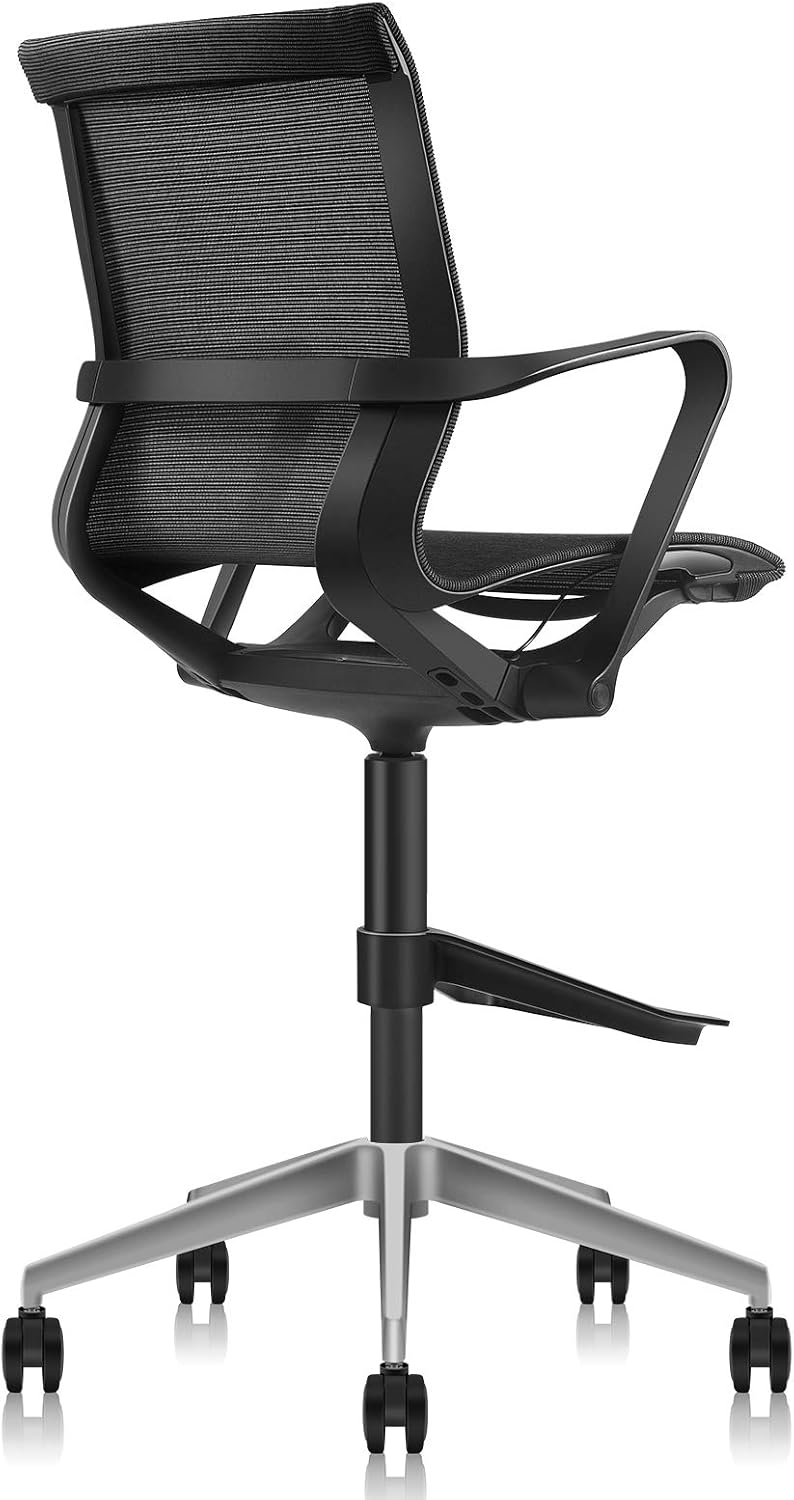 Suреr Sаlе 🛒 MOOJIRS Ergonomic Drafting Chair | with Adjustable Seat Height and Foot Rest | Breathable Mesh Fabric | All aluminum alloy base with Multi-Direction Casters|for Standing Desk-Seat Height 23.82-29.33