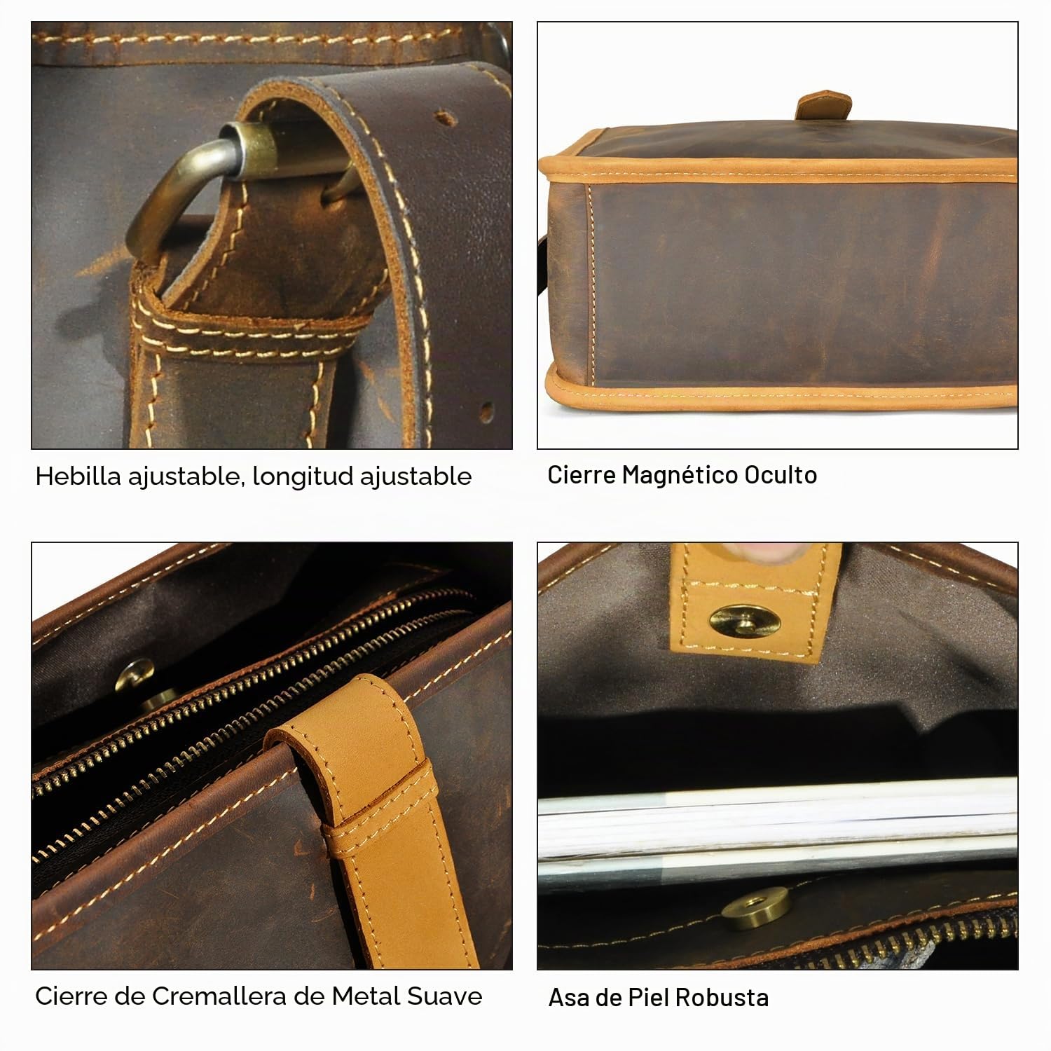 Bolso, grueso, cuero, piel de caballo loca, bolso de viaje, bolso de compras, bolso de hombro superior, mujer 6640