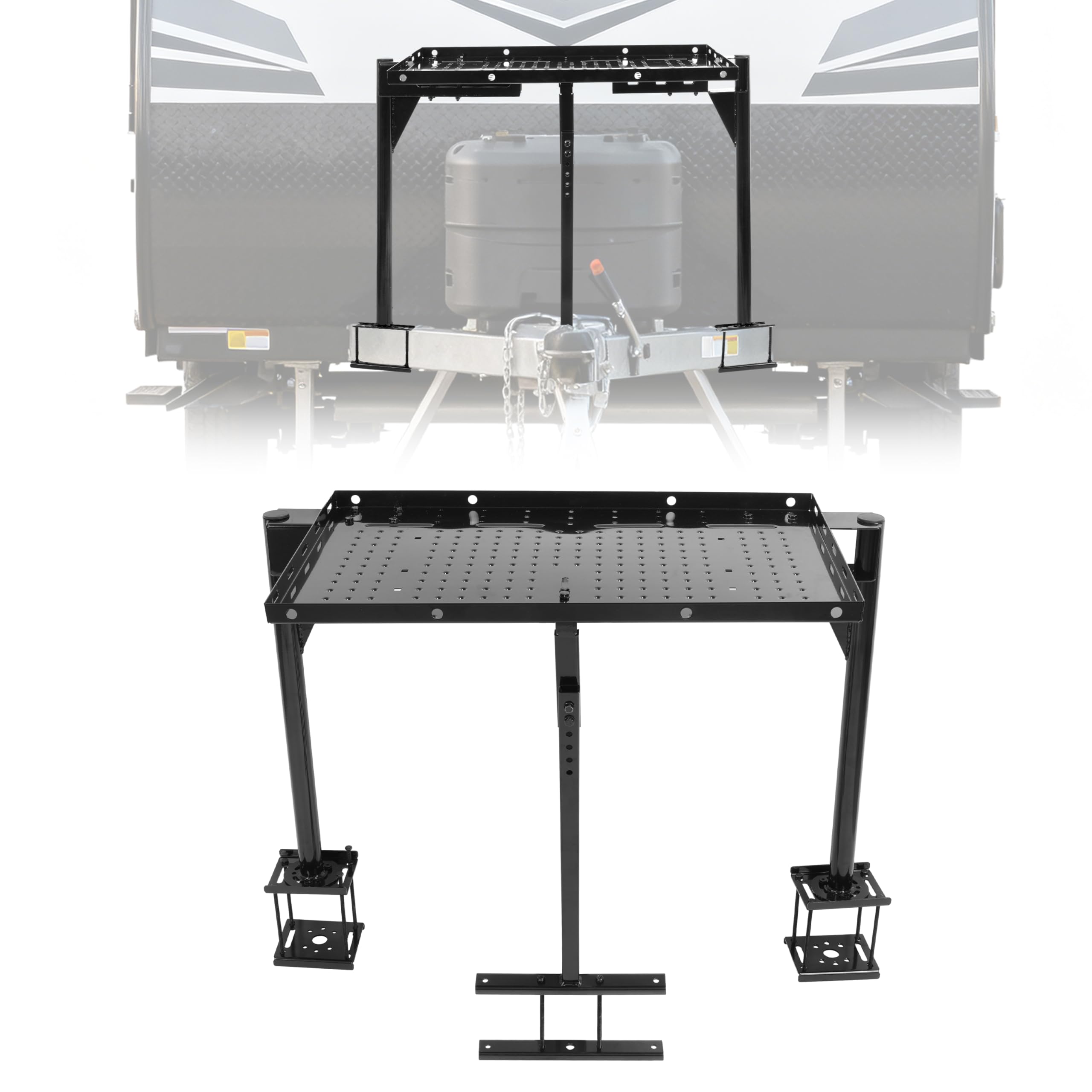 Photo 1 of ALMULOO Trailer Tray Compatible with Outdoor Storage for RVs or Campers Frame Cargo Carrier Generator Rack Mount Steel Powder Coated Black