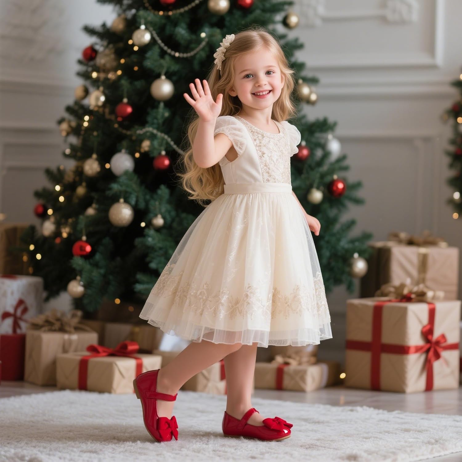 Flaryzone Toddler/Little Girls' Ballerina Flat Mary Jane Princess Dress Shoes - Wedding School Party - Image 2