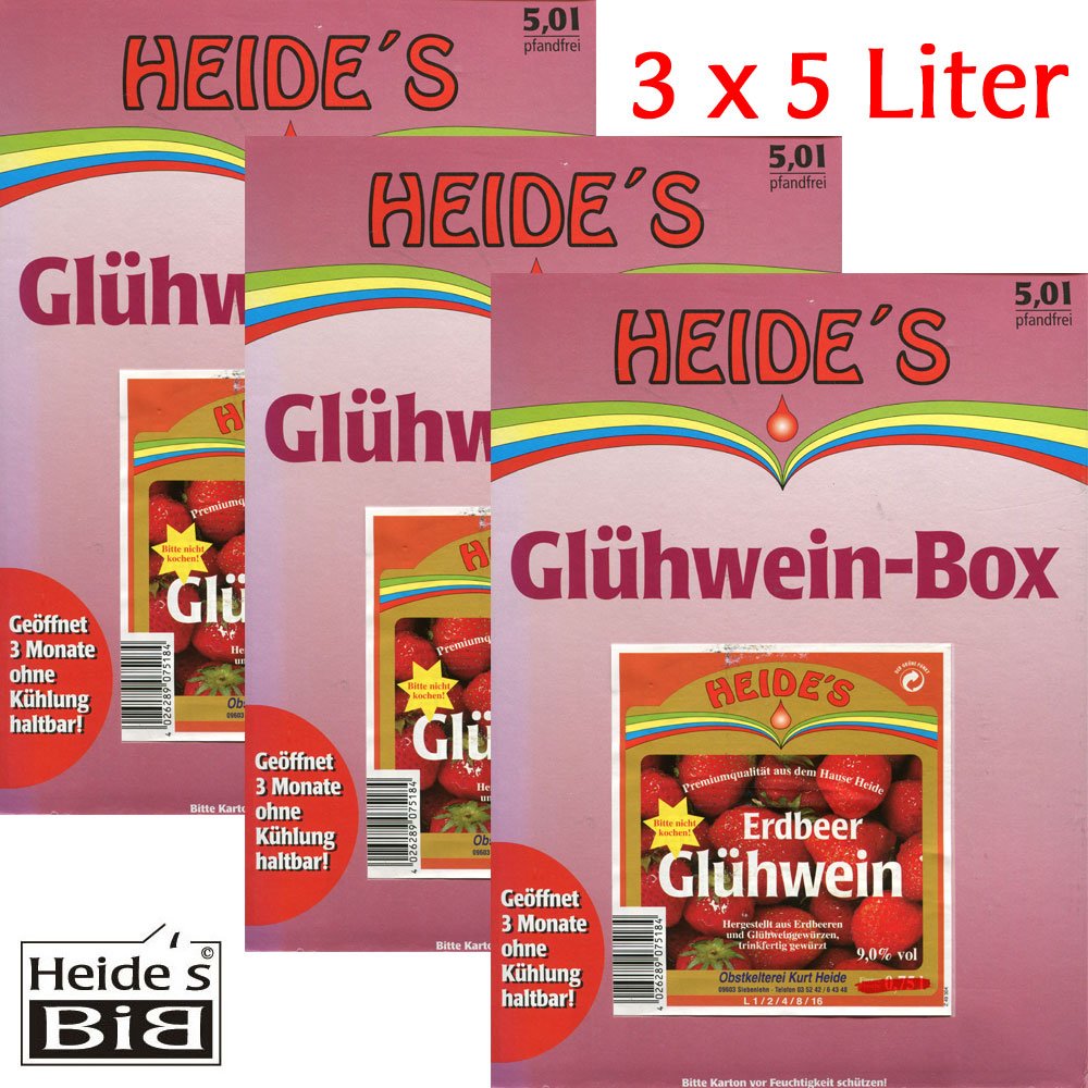 Erdbeerglühwein 9,5% Alc., 2 x 6 x 0,75 l-Flasche - pfandfrei -