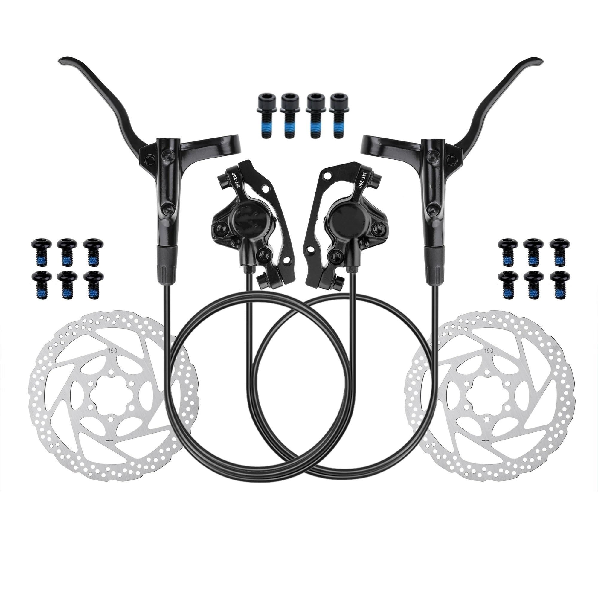 Freno Disco hidráulico para Bicicleta MT200, Freno de Bicicleta montaña de 800mm y 1600mm, 2 pistones, 3 Dedos, Palanca de Acero, Piezas de Bicicleta