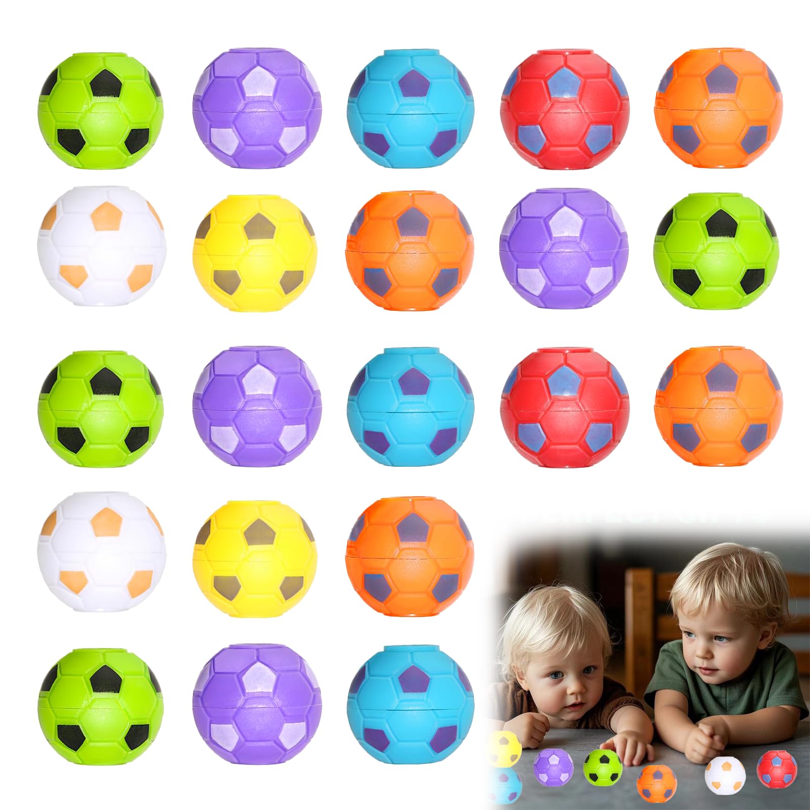 Football Party Bags Fillers - 40pcs Soccer Fidget Spinner Balls, Bulk Mini Football Toys for Kids, Goodie Bag Fillers, Pinata Prizes, Treasure Box Rewards, Classroom Party Gifts for Boys & Girls