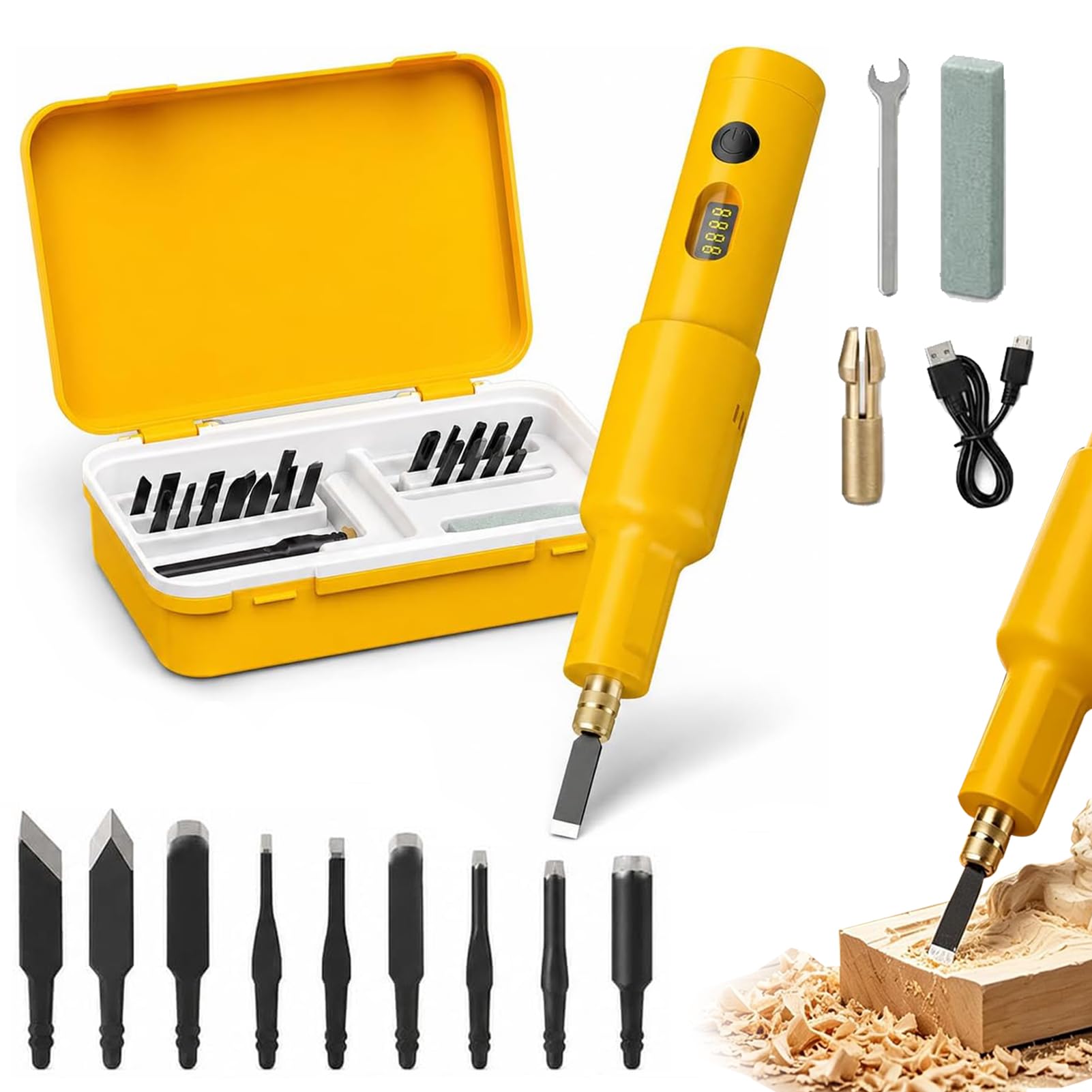 Electric Carving Tool Set, 40W Cordless Rechargeable Wood Carving Kit