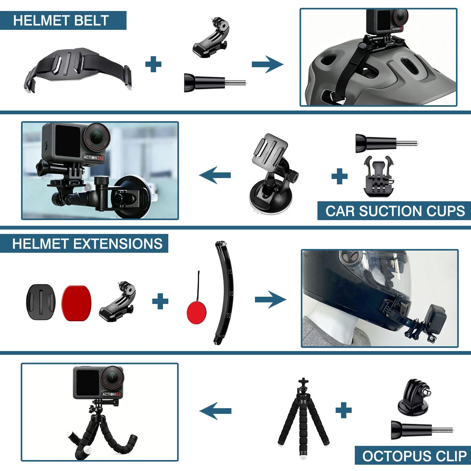 Accessoires pour DJI Osmo Action 5 Pro/4/3, boîtier étanche THAKOI, Accessoires de plongée en apnée, Accessoires de Sport de Plein air, kit d'accessoires pour DJI Osmo Action 5 Pro/4/3