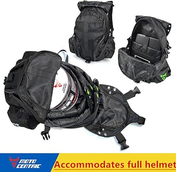 MOTO CENTRIC Motorcycle Helmet Backpack, Large Capacity Storage Bag with Rainproof Cover, Reflective (Gray)