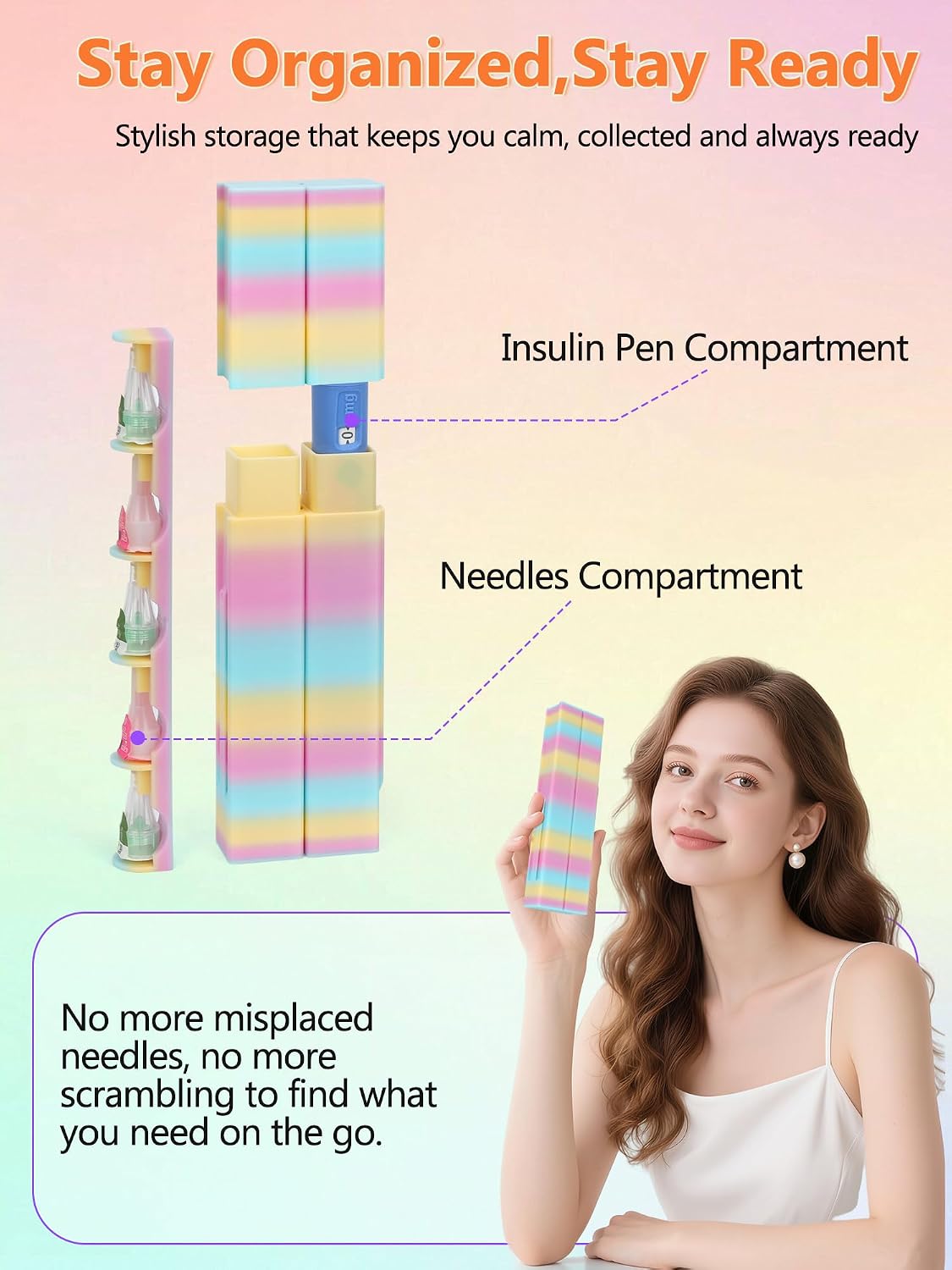 Leng Ke Insulin Cooler Travel Case - Insulin Pens Holder Compatible with Ozempic Pen Fridge Travel Case, Diabetic Pen Storage for Insulin Pens & Needles,Compact & Leak-Proof (Random Color)