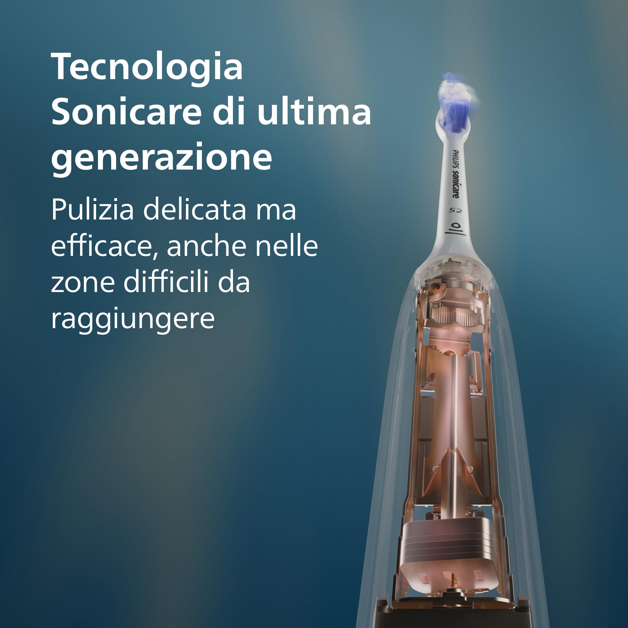 Philips Sonicare 7100 spazzolino elettrico sonico con app, 4 modalità di spazzolamento e 3 livelli di intensità, avviso di pressione, EasyStart, SmarTimer, Nero, modello HX7421/08 [Nuova tecnologia]