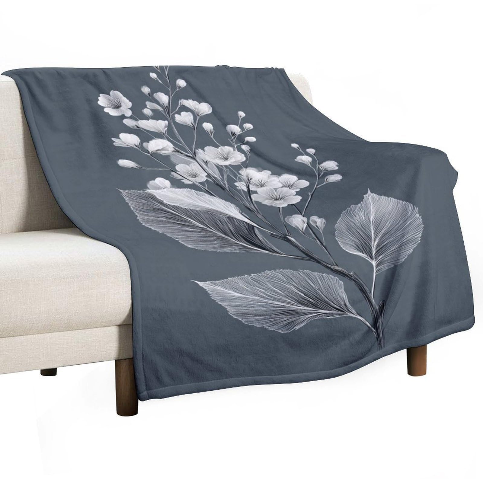 Couverture anti-boulochage motif feuilles 127x152 cm pour lit et canapé