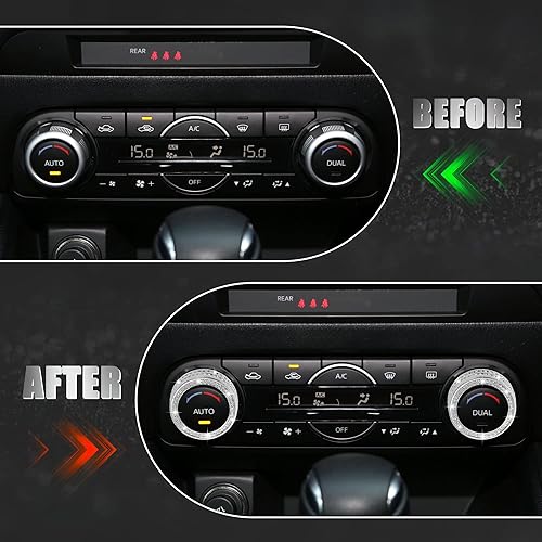 Miniatura 4 de TOMALL Fundas brillantes para perilla de aire acondicionado para automóvil compatibles con Mazda 3, 6, CX5, CX9, consola central, botón de aire