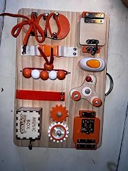 Busy Board Montessori Bois - 19 LED | Jouet Sensoriel 2-4 Ans | Planche Voyage | Motricité Fine | Cadeau Enfant