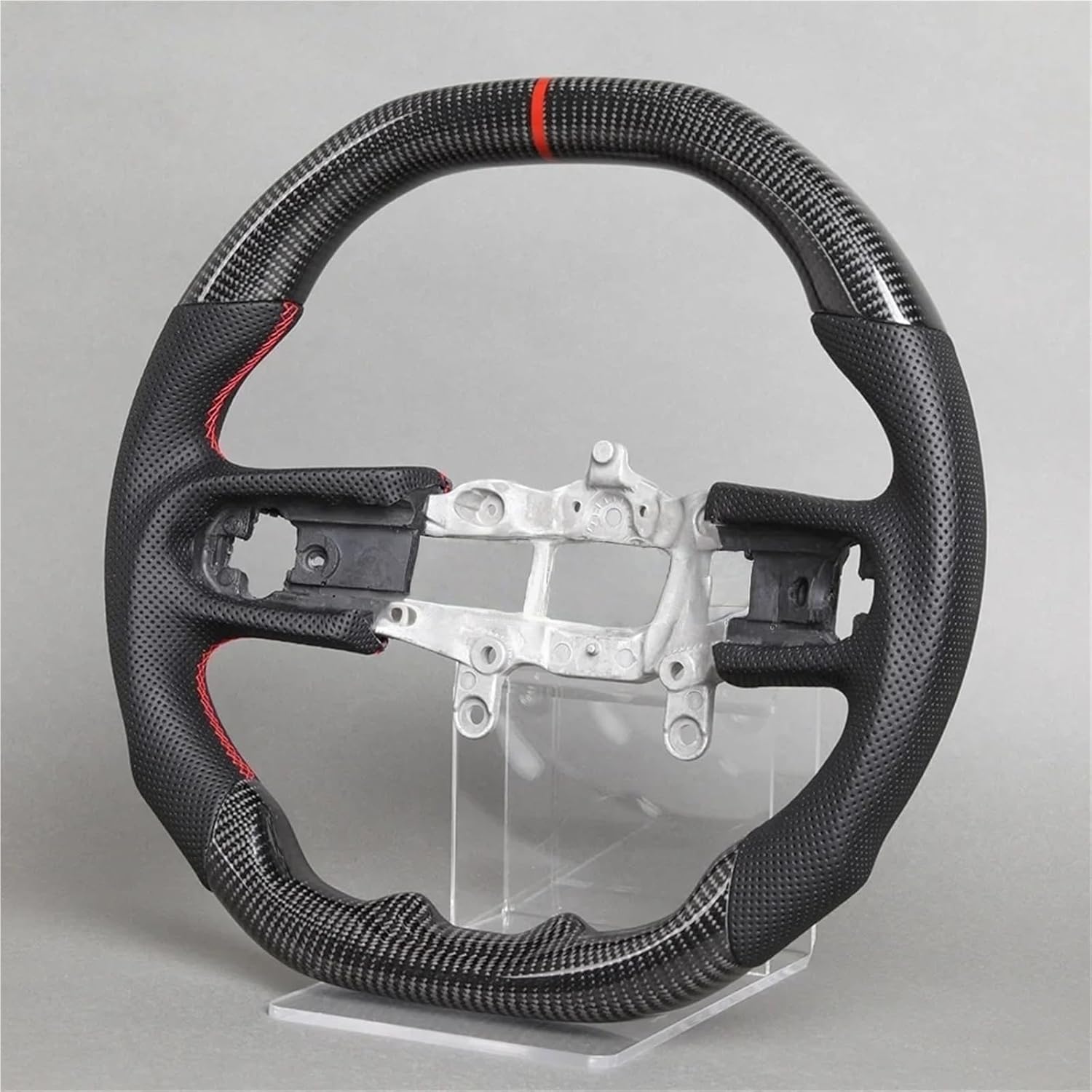Carbon Fiber Perforated Leather Steering Wheel Compatible With Jeep Wrangler JL 2018-2024 Flat Top Bottom Accessories(Orange Heated)