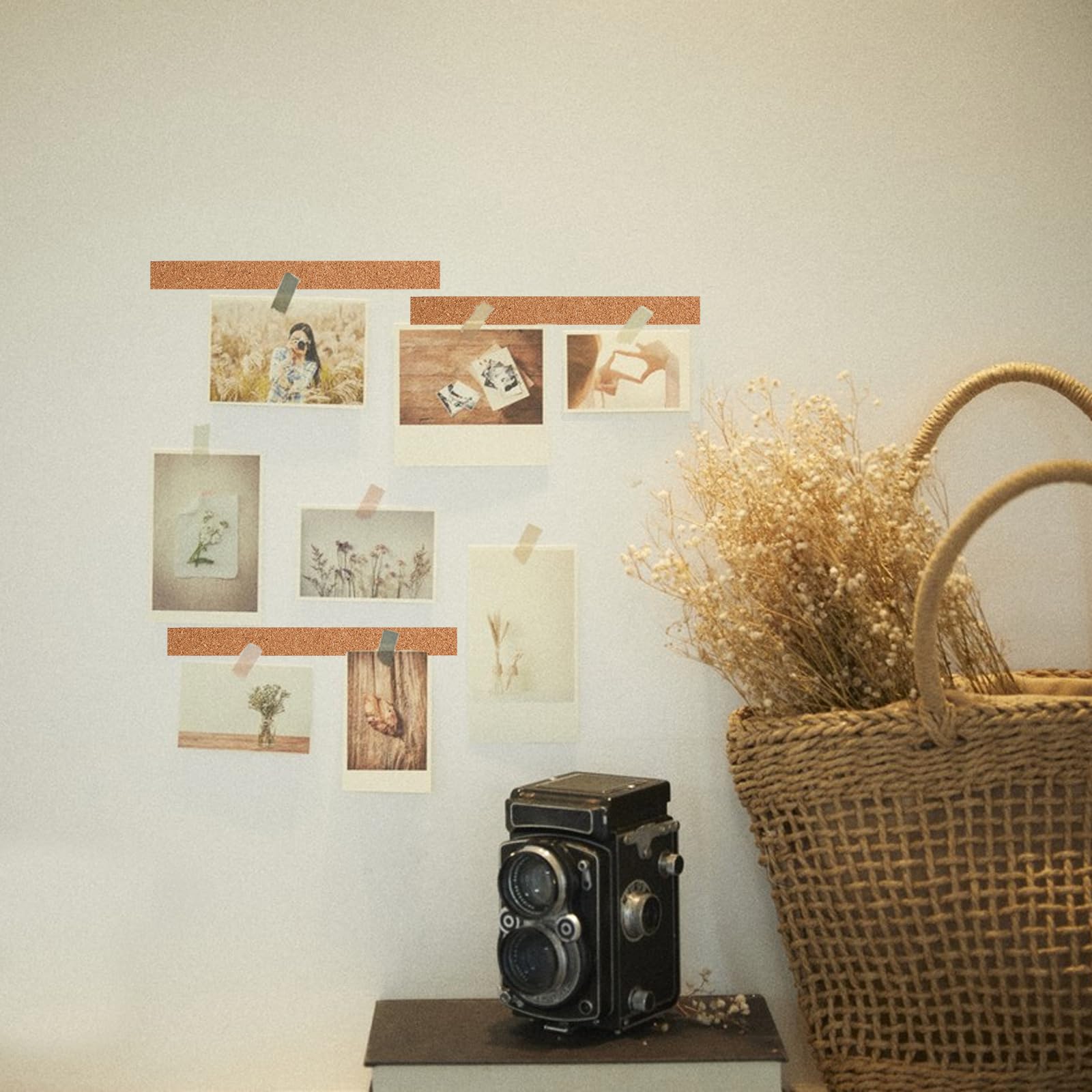 Giantree 10 tiras de corcho autoadhesivas gruesas para pared, tablón de anuncios, decoración de hogar