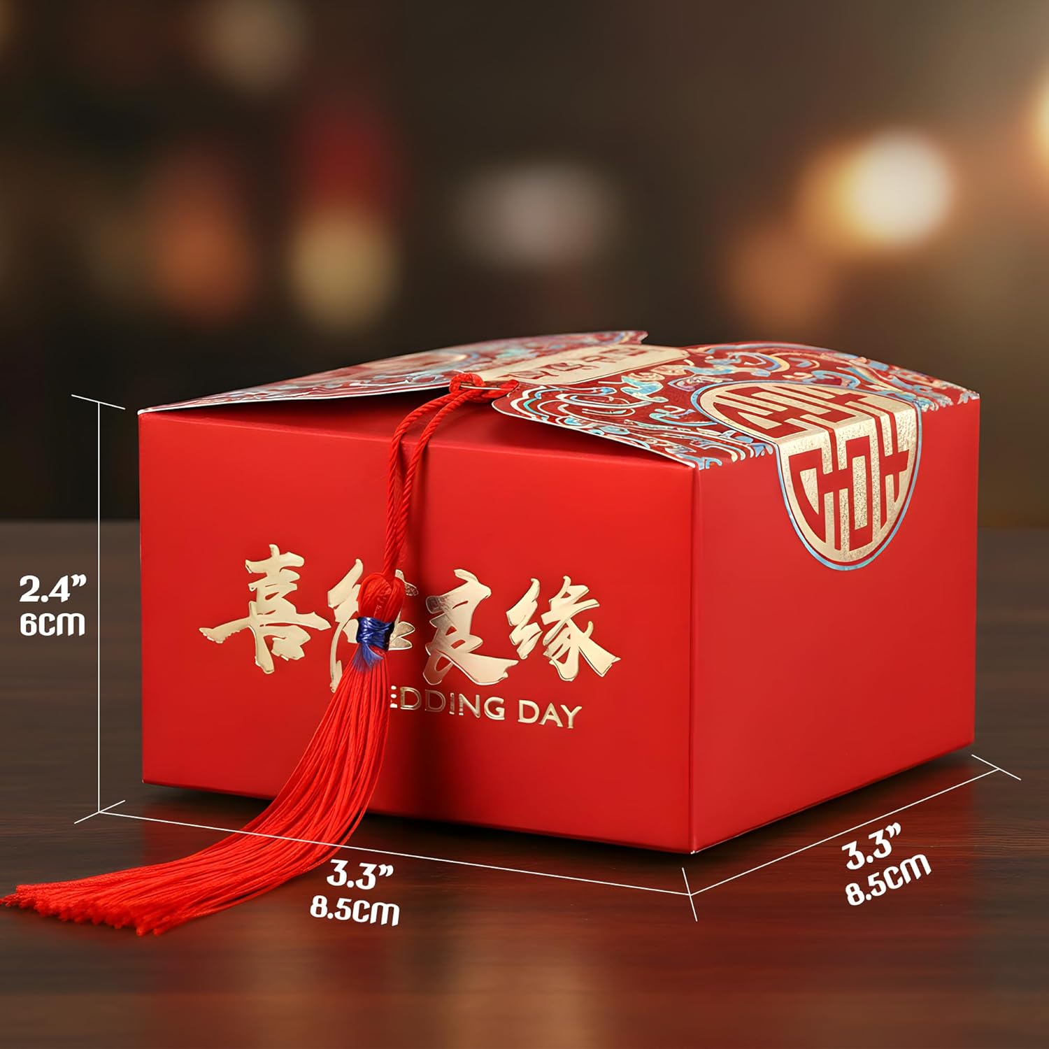 HannaFires 20PCS Chinese Wedding Candy Double Happiness Favor Boxes - Party Favor Souvenir Decoration Box, Creative Square Candy Boxes for Parties, Traditional Style Gift for Guests. Thank-you Gift - Image 3