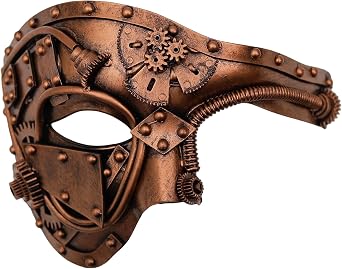Ubauta Steampunk Cyborg Mask for Halloween Handcrafted Plastic with Metallic Finis - DIY Repair Strip & Adjustable Fit