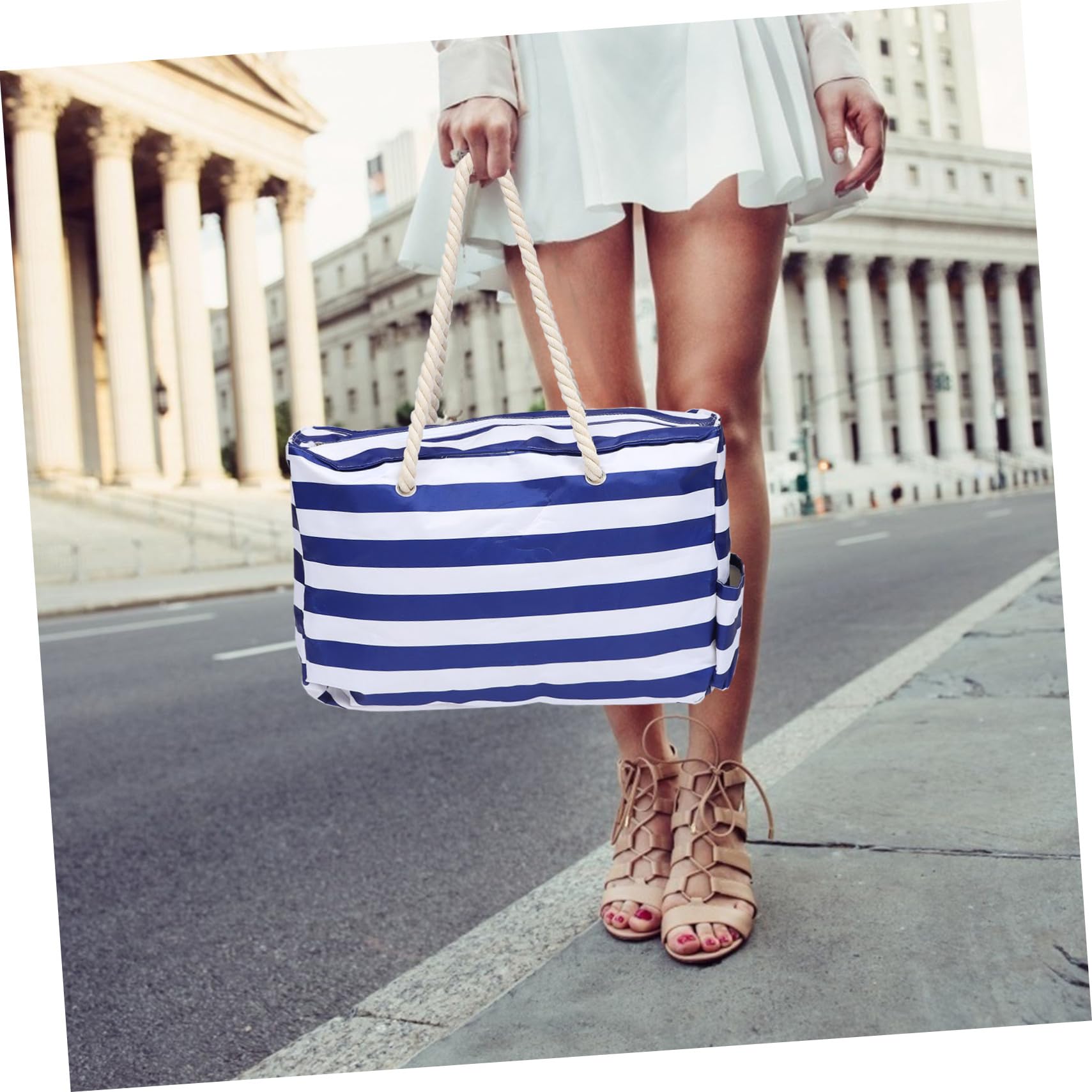 OUNONA Sac de Plage Étanche Toile Pochette Imperméable pour Activités de Plein Air Grand Sac Fourre-tout pour Plage et Piscine Bleu