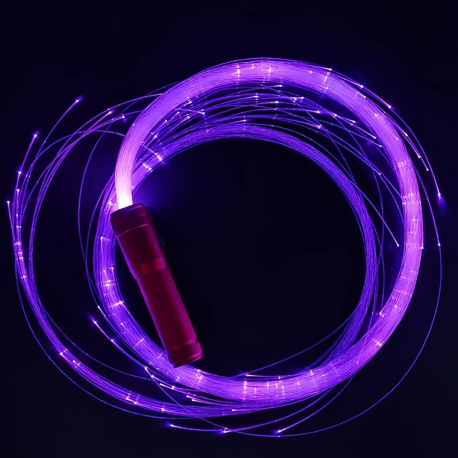 Fouet de danse à fibre optique anti-nœud LED violet 360°