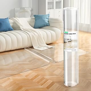 2x10ft Clear Plastic Runner, 24x120 in Plastic Hallway Floor Mat, 60 mil Thick Vinyl Floor Carpet, Large Transparent Area Rug for Entryway Kitchen Living Room