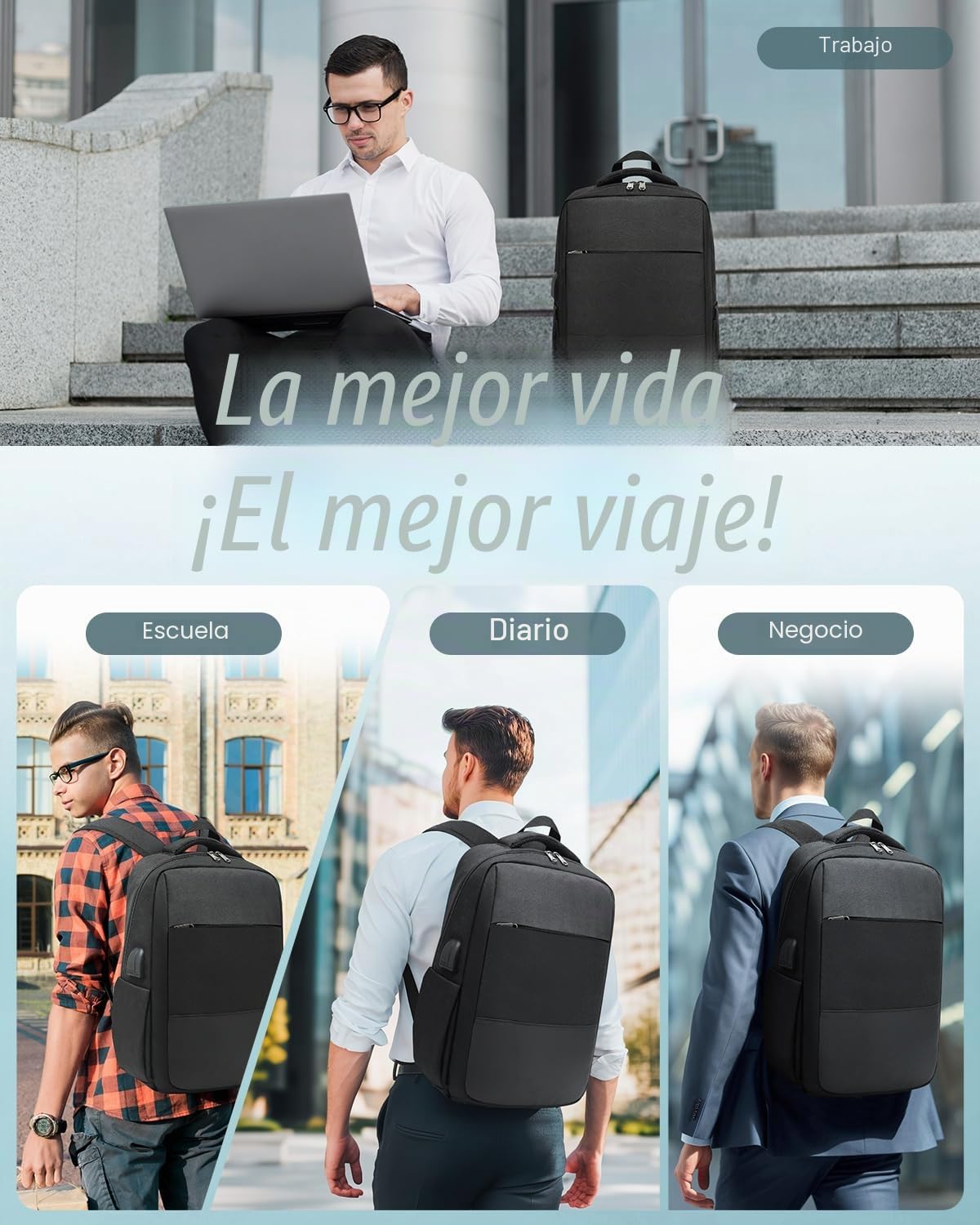 Mochila para ordenador portátil, mochila para hombre, antirrobo para ordenador portátil, 15,6 pulgadas, para viaje/negocios, colegio
