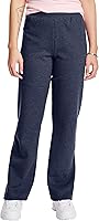 Hanes ComfortSoft EcoSmart Women's Open Bottom Fleece Sweatpants - Super Soft, Eco-Friendly Lounge Pants, Navy Heather Large