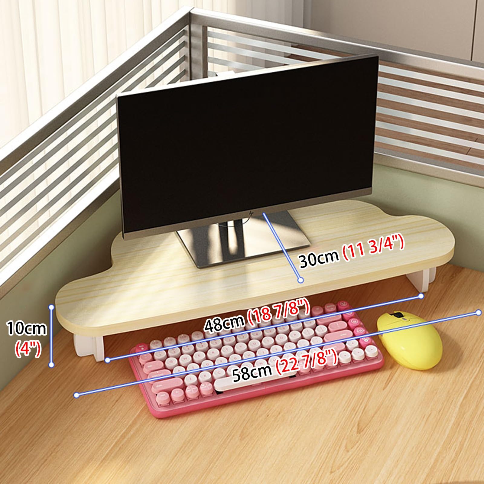 Podstawka pod monitor komputerowy/trójkąt, podstawka narożna pulpitu, drewniana półka do podnoszenia laptopa uniwersalna, ergonomiczny organizer biurowy na biurko