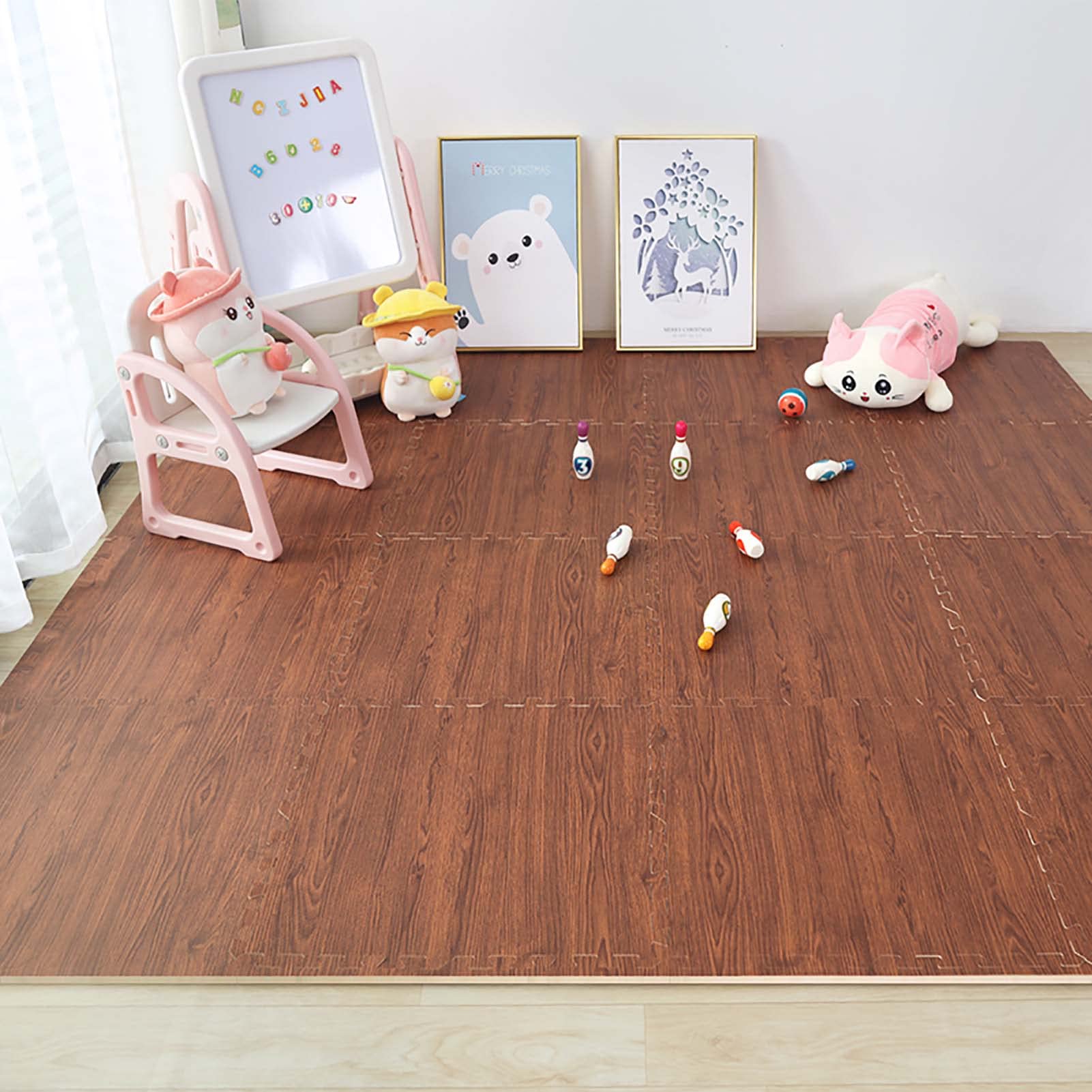 Tappeto da Fitness A Puzzle Extra Spesso 2Cm, Tappetini di Schiuma PE Ad Incastro con Bordo,Tappeto Palestra Puzzle,Tappeto Gioco Bambini Puzzle Tappetino per Gattonare,H,4Pcs