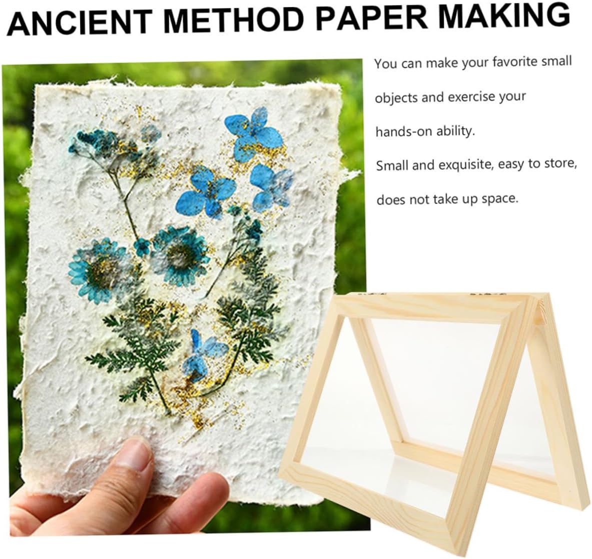 FIXOSHEE 2pcs Paper Making Frame Wooden Mold for Handmade Paper Crafts Compact Easy to Use for Educational Activities and Creative Projects