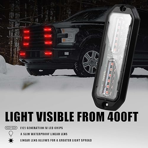Miniatura 3 de Lente lineal alterna ultradelgada e impermeable, 8 unidades, 12 luces LED estroboscópicas para parrilla de montaje en superficie roja, luces