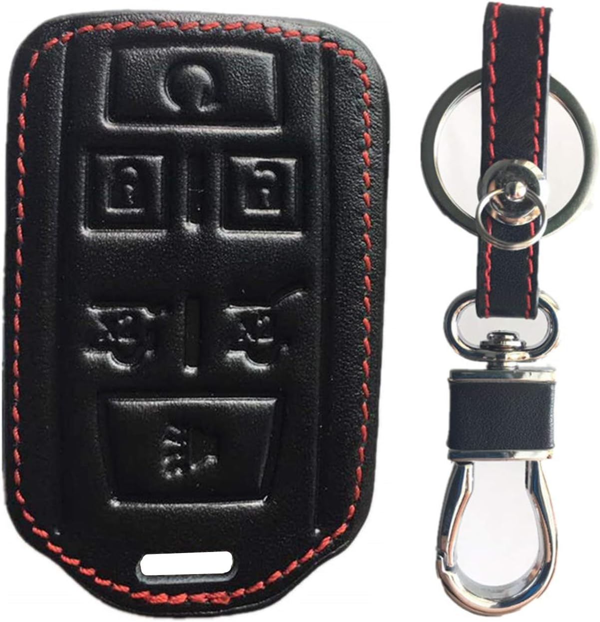 KAWIHEN Leather Key Fob Cover Compatible with 2014 2015 2016 2017 Chevrolet Chevy Suburban Tahoe GMC Yukon M3N-32337100 13577766