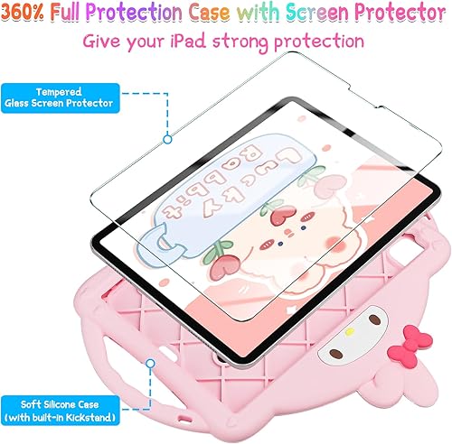 Miniatura 2 de JAKPAK Funda para iPad Air de 5 generación para niños, iPad Pro de 11 pulgadas con protector de pantalla y correa de hombro para niñas, funda de