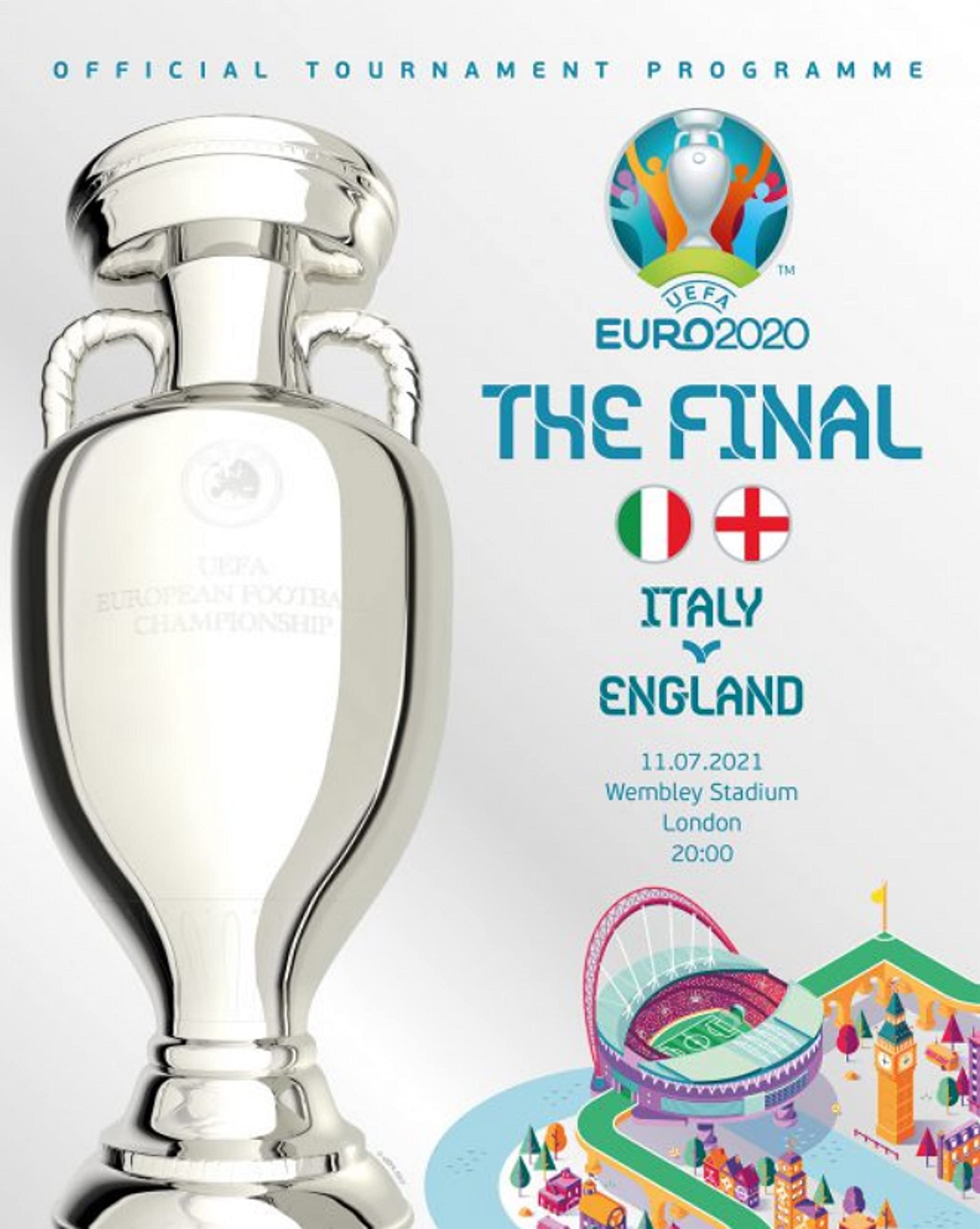 UEFA Euros 2020 Final - Official Program - England vs Italy - 11 July 2021 - Wembley Stadium - London…