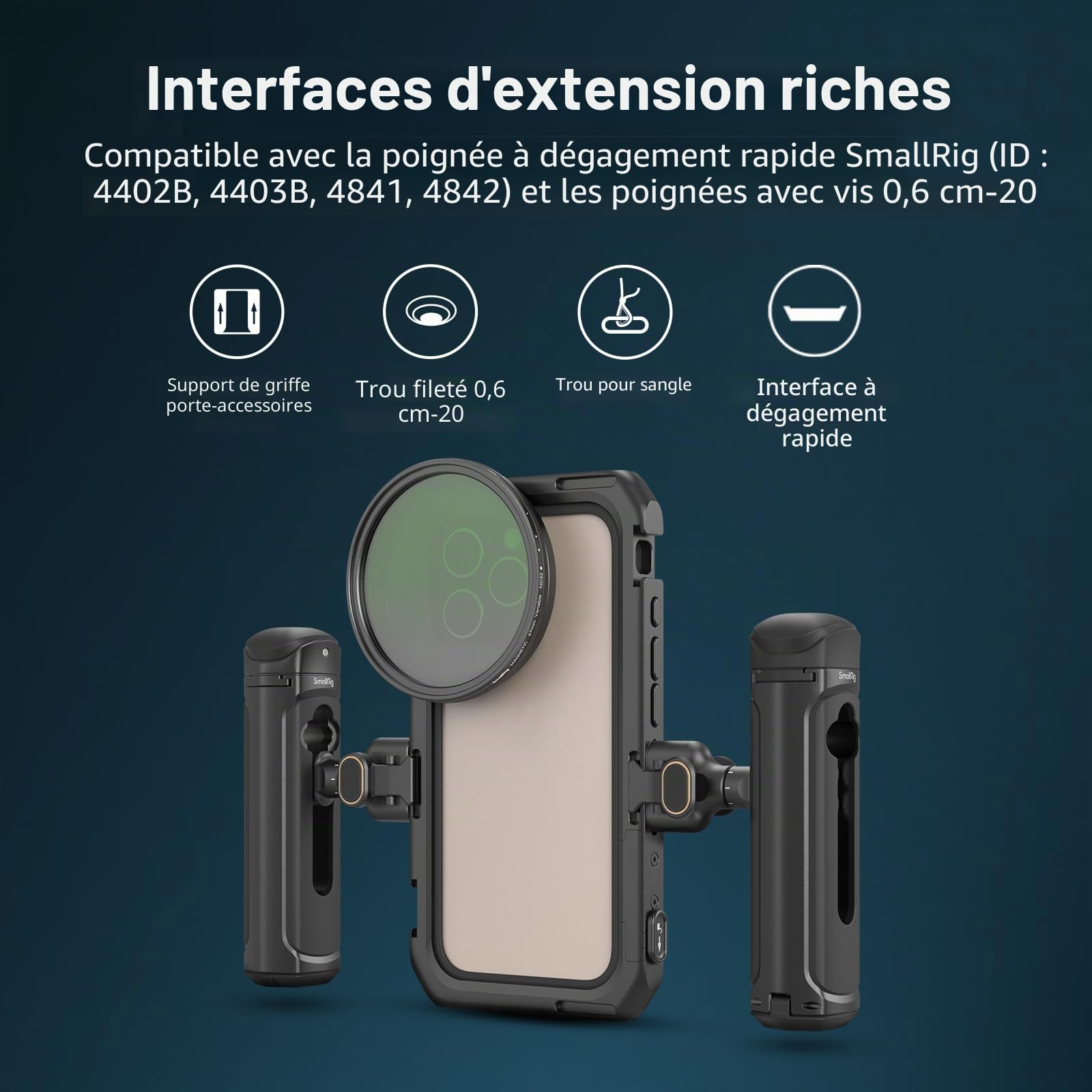 SMALLRIG Cage vidéo Mobile Basic Edition pour iPhone 16 Pro Max avec Plaque arrière d'objectif à Monture en T, Cadre Souple en TPU, pourpour Le Tournage vidéo et la Diffusion en Direct - 5006