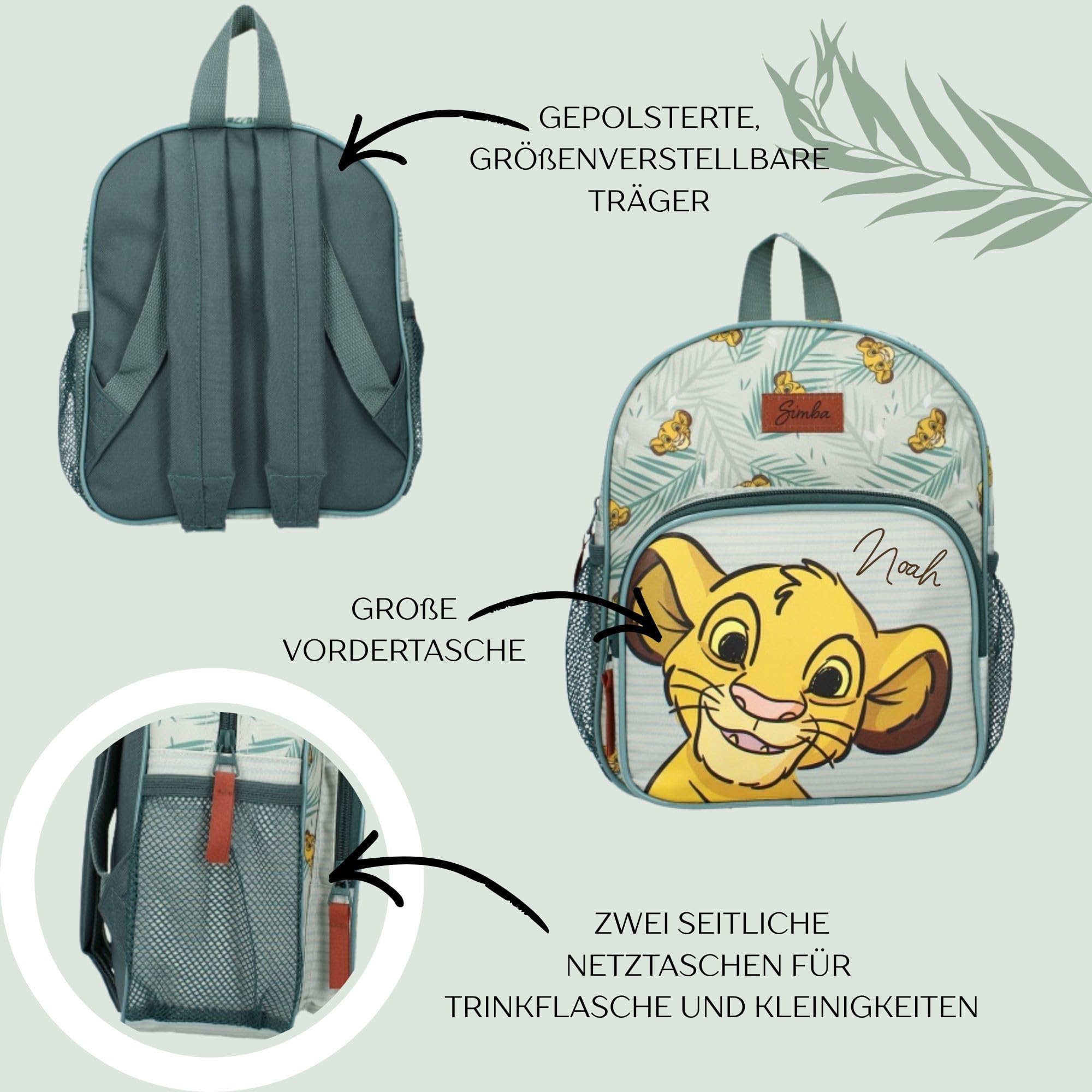 Sac à dos Disney Le Roi Lion Simba, petit sac à dos de maternelle pour enfants, avec 2 compartiments, personnalisable