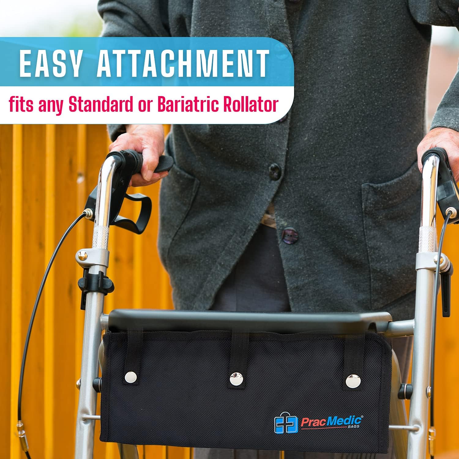 Extra Large Under Seat Rollator Bag Basket for Folding or Bariatric Walker, Rolling Walker Accessories for Seniors, Storage Bag for Medical Essentials, Oxygen Tank, Shopping by PracMedic Bags (Black) : Health & Household