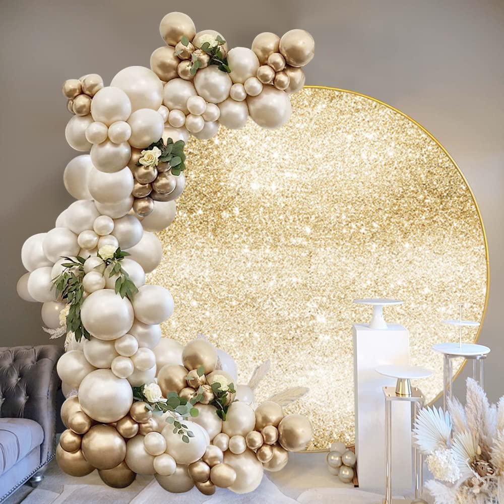 2 x 2 m Oro Glitter Sfondo Rotondo Lucido Brillante Paillettes Starlight Cerchio Fotografia Sfondo Rotondo Stand Copertura Baby Shower Nuziale Festa di Compleanno Decorazione Photo Booth Prop