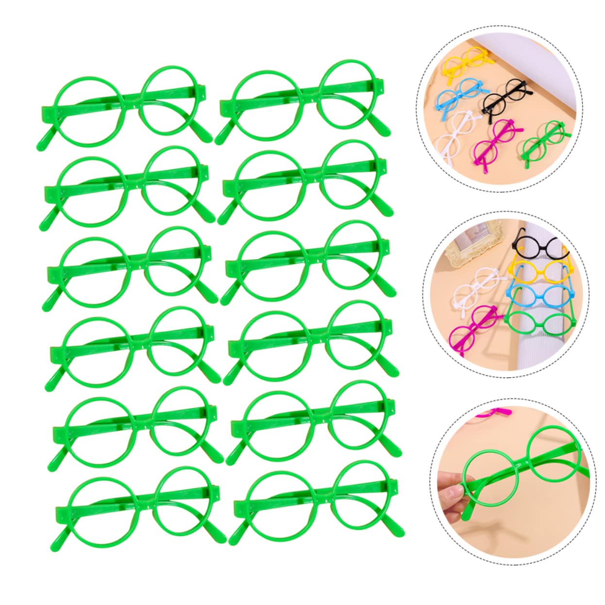 Toddmomy Montures de Lunettes pour Garçon et Filles Rondes Vertes 30 Pièces Accessoire de Fête Ludique Garçon et Filles Costume Photo Amusement