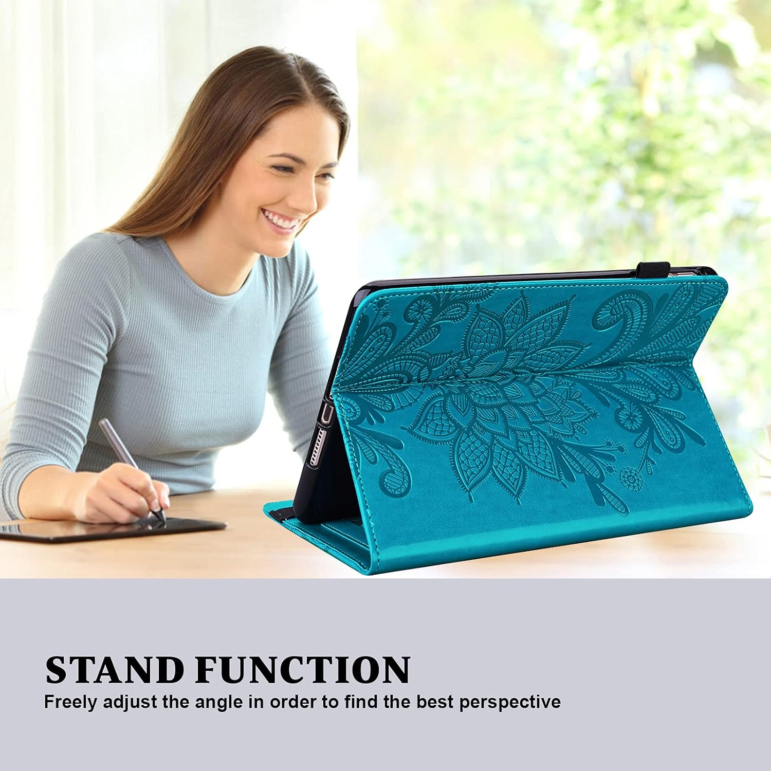 ALILANG Case for Lenovo Tab M9 Case 9.0 inch (TB-310FU, 2023 Released), Shockproof Smart Embossed with Card Solts Cover for Lenovo Tab M9 Tablet Case-Blue