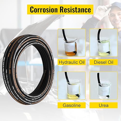 Miniatura 4 de Manguera hidráulica flexible - 1/2" x 100 pies, 4000 PSI, goma con 2 trenza de alambre, -20C a 140C