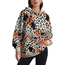 Womens Oversized Leopard Print Hoodie Pullover Sweatshirt Long Sleeve Loose Fit Soft Polyester Top For Fall