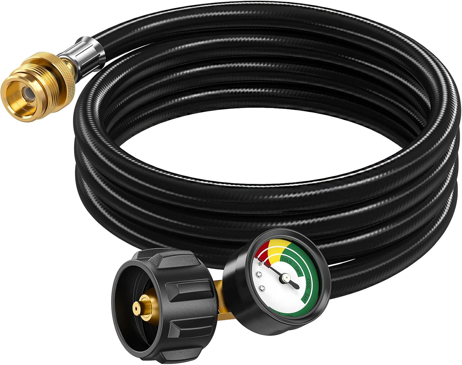 8FT Propane Hose Adapter 1lb to 20lb, Black, PVC & Brass, Ideal for Weber Q Grill, Coleman Stove, Buddy Heater & More