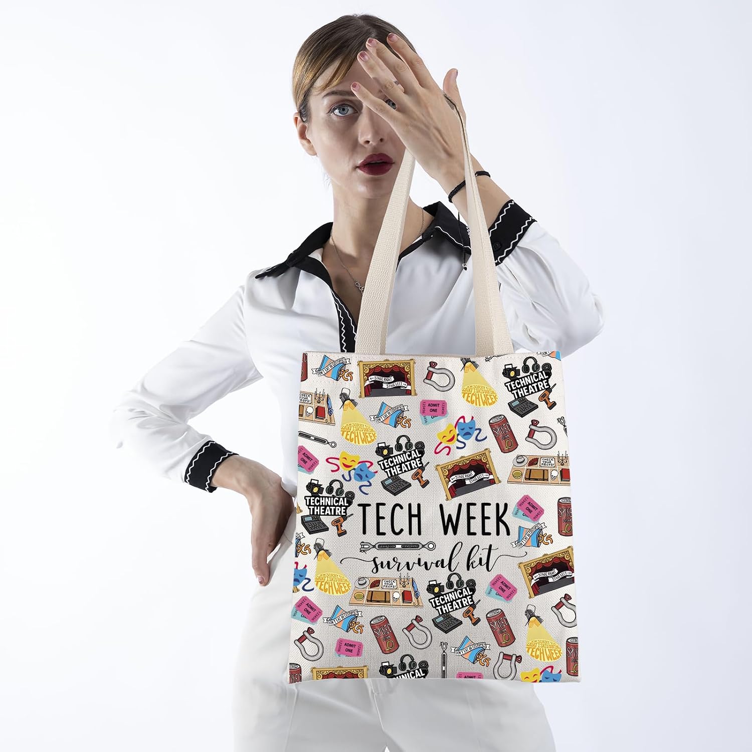 POFULL Theatre Tech Week Gift Tech Week Survival kit Tote Bags Theatre Lover Gift (Tech Week Tote Bag)