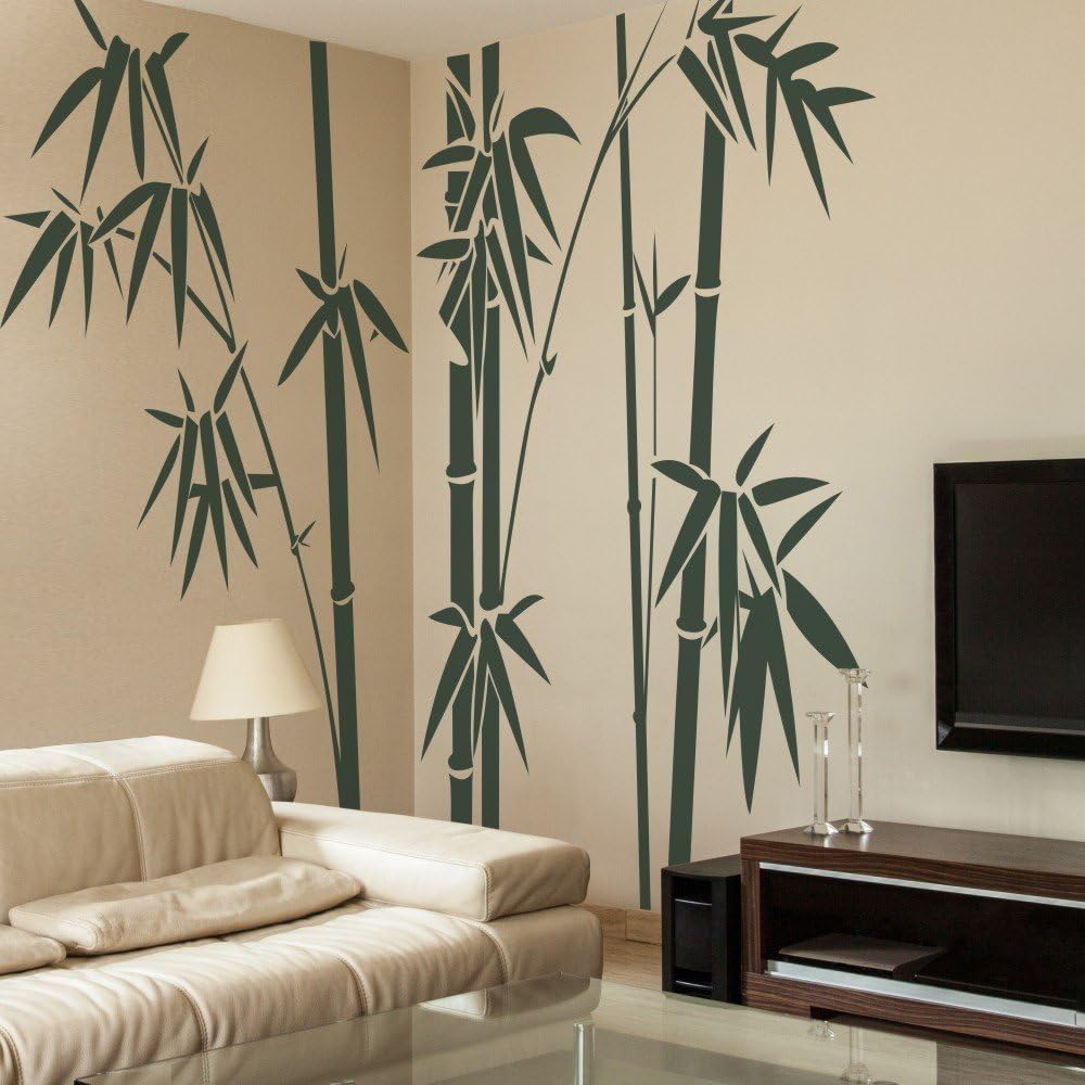 Vinyl Bamboo Wall Sticker - Bamboo Wall Decal Tree Decor - Dark Green