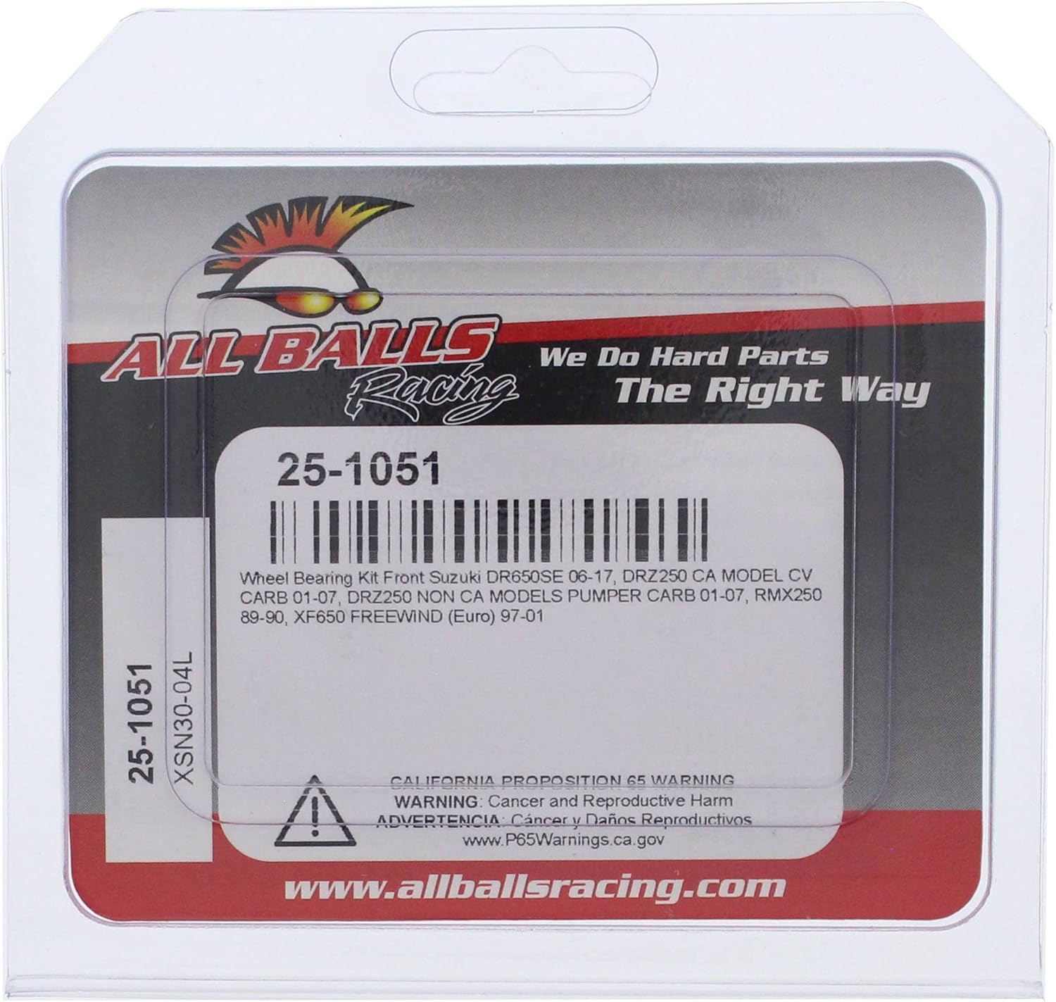 All Balls Racing 25-1051 Wheel Bearing Kit Compatible with/Replacement for Suzuki DR 650 SE 2006-2016, DR-Z 250 2001-2007, RMX 250 1989-1990