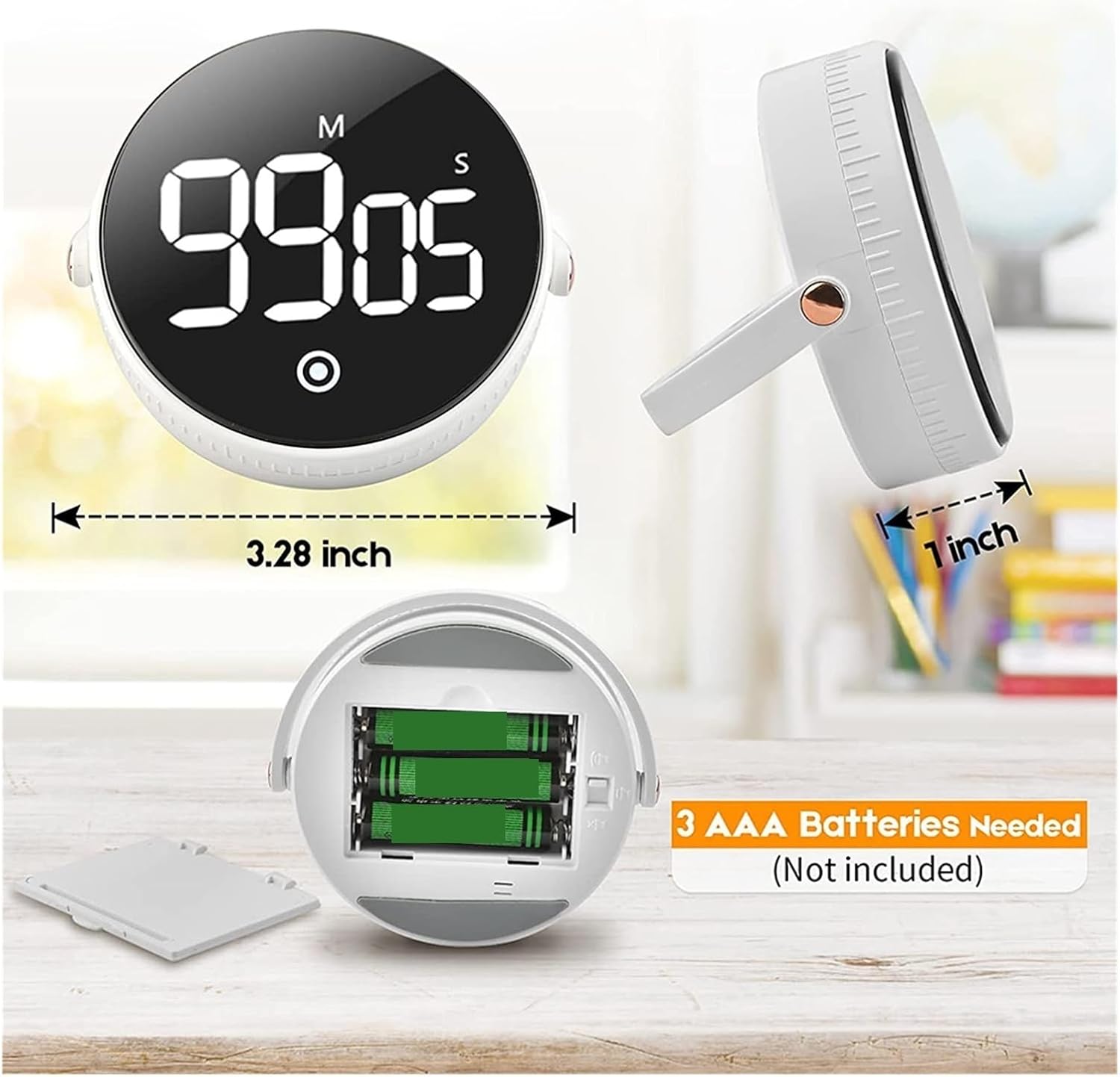 磁気キッチンタイマー LED デジタルタイマー 手動カウントダウンタイマー 目覚まし時計 クッキングシャワー 研究 フィットネス ス