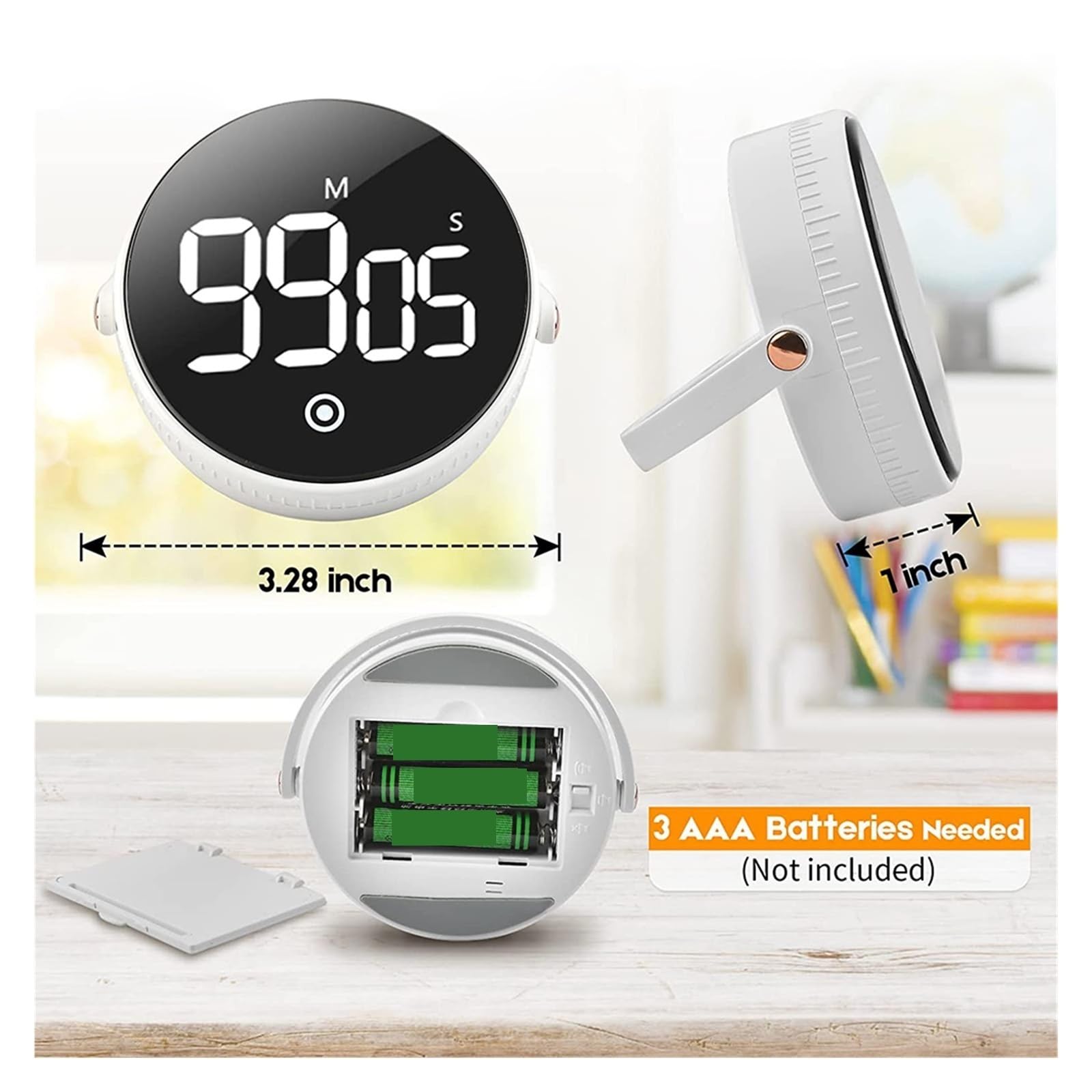Temporizzatore da cucina Timer Da Cucina Magnetico LED Timer Digitale Timer Conto Alla Rovescia Manuale Sveglia Cucina Doccia Studio Fitness Cronometro Time Master Risparmia energia (Color : USB Rech