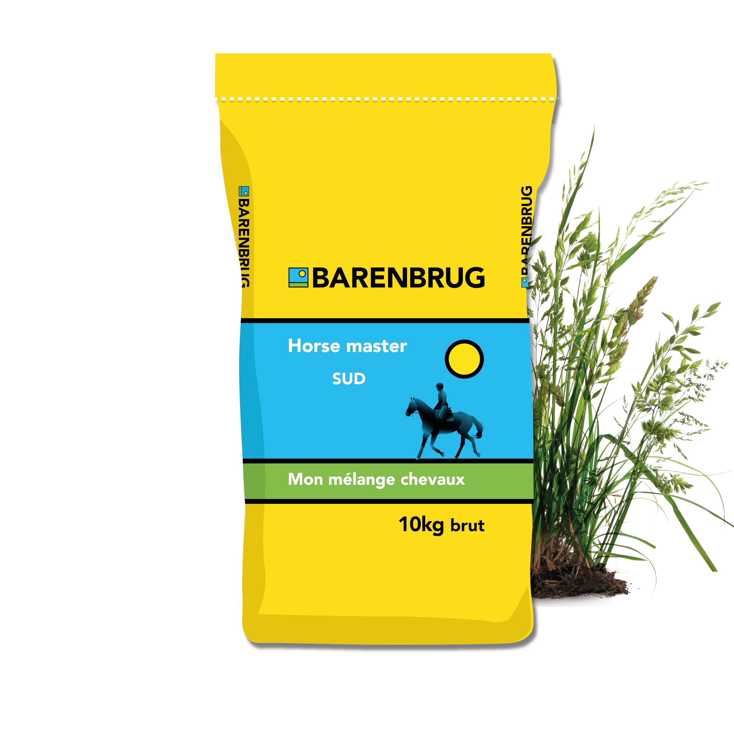 BARENBRUG - Mélange Chevaux - Horse Master Sud - Climats Secs - 10KG | Résiste au Piétinement et à l'Arrachement - Prairie Productive - Fabriqué en France