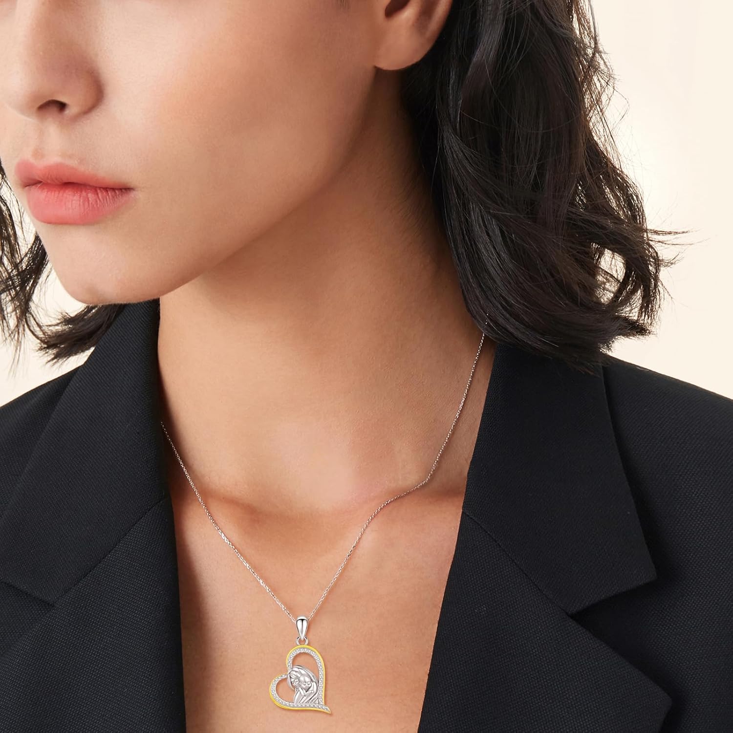 Mother Necklace Sterling Silver Mom Heart Pendant for Women - Image 3